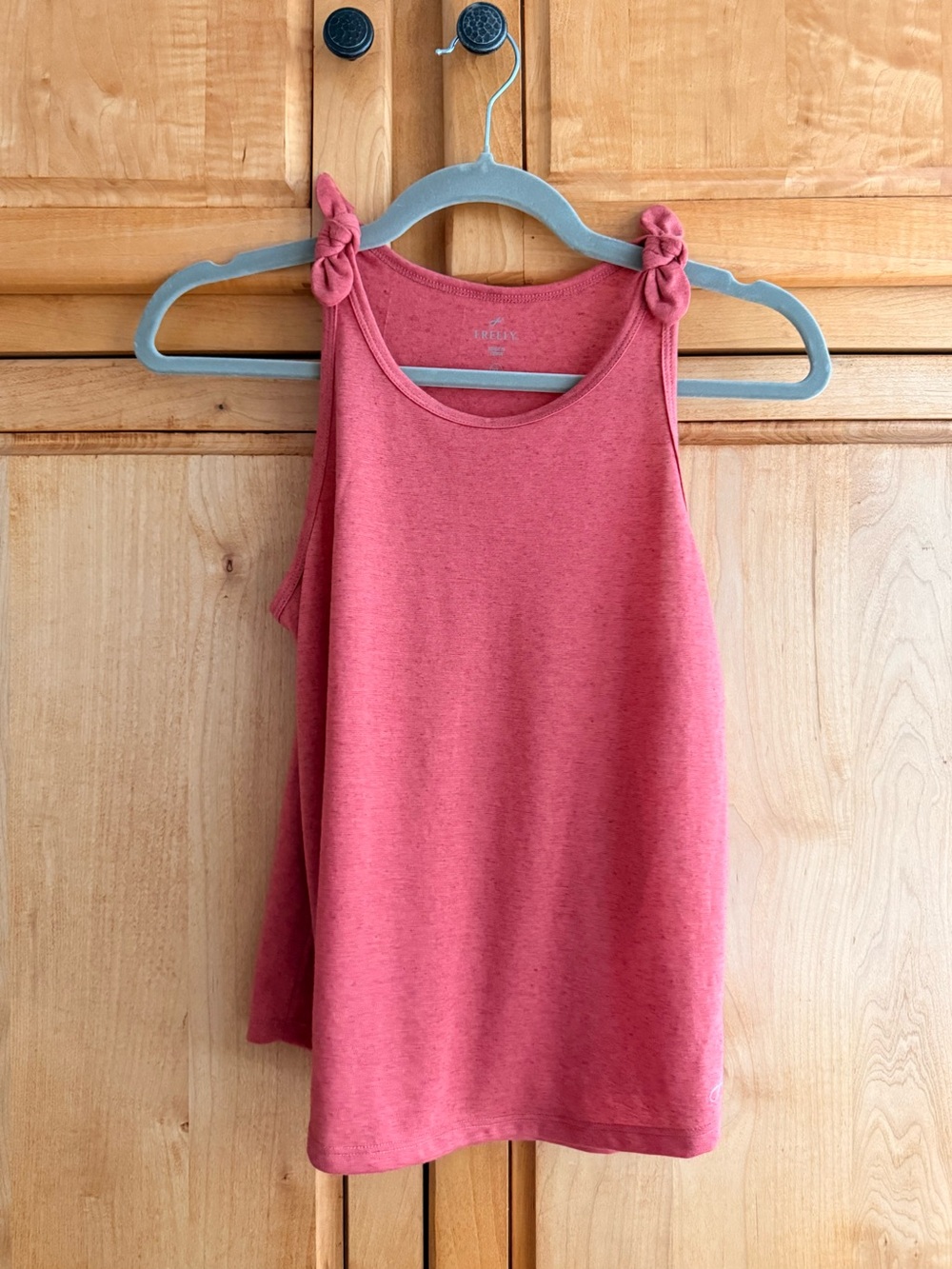 Kids Knot-Shoulder Tank Top - Rose Pink